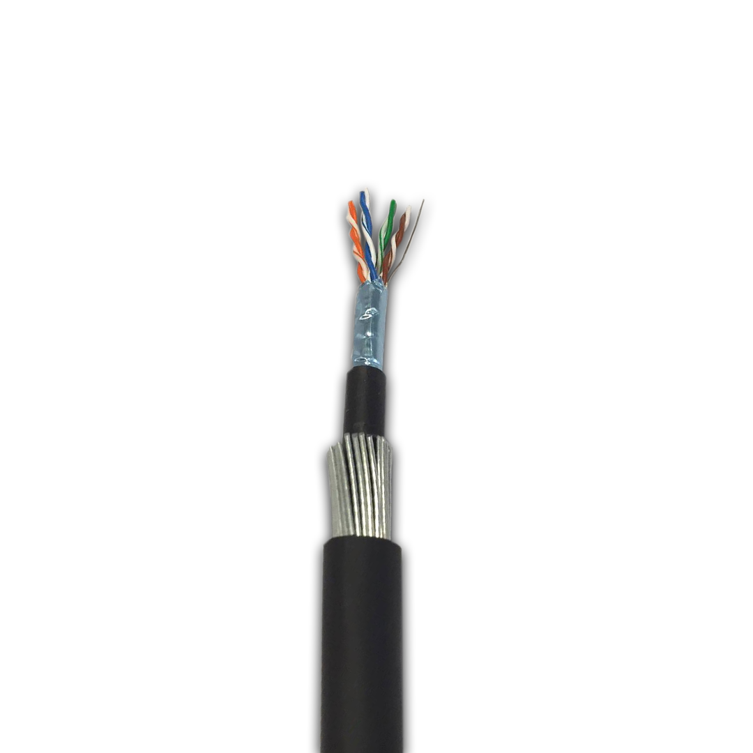 CAT5 enhanced FTP LSZH SWA black is a four pair, foil-screened ethernet cable used for high quality data transmission.