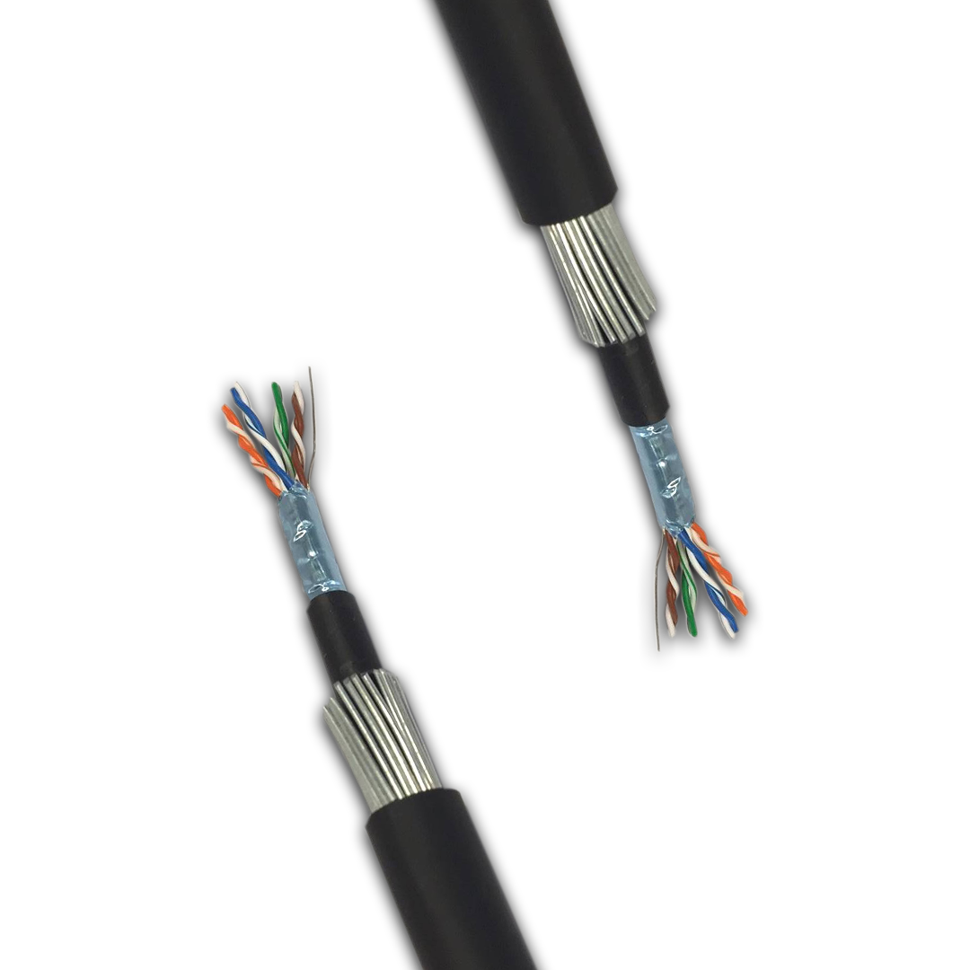 CAT5 enhanced FTP LSZH SWA black is a four pair, foil-screened ethernet cable used for high quality data transmission.