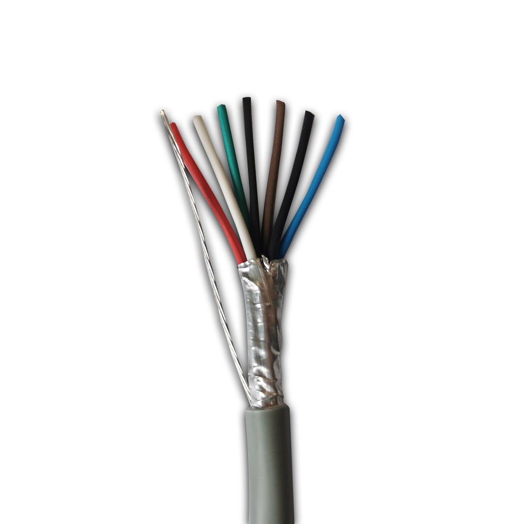 As Type 9536 LSOH 600V cable is a 24AWG (0.22mm) 6 core cable with an overall screen and a grey UV resistant LSOH sheath.